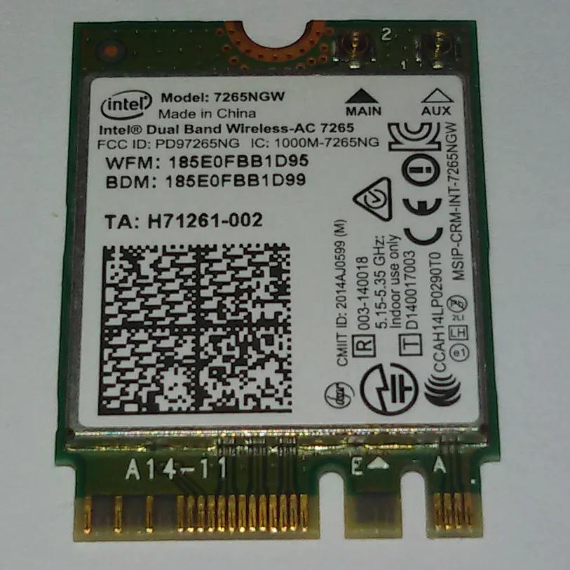 کارت شبکه وای فای اینتل intel 7265NGW AC-7265